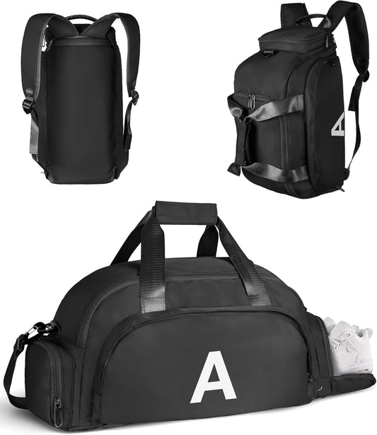 Birthday Gifts for Boys Teens, Initial Gym Bags with Shoe Compartment, Dance Bag for Girls, Monogram Kid Overnight Bags, Carry on Travel Duffel-Perfect for Sport Gymnastics (Letter A)