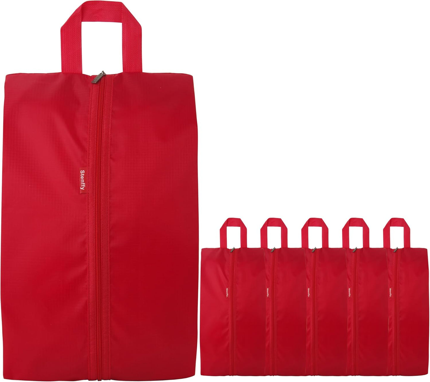 6pcs Portable Shoe Organizer, Travel Pouches with Zipper, Golf Shoe Bags, Clothes Bags, Soccer Cleats Bag Shoe Pouch for Gym, Waterproof, Odor-Resistant (Red)