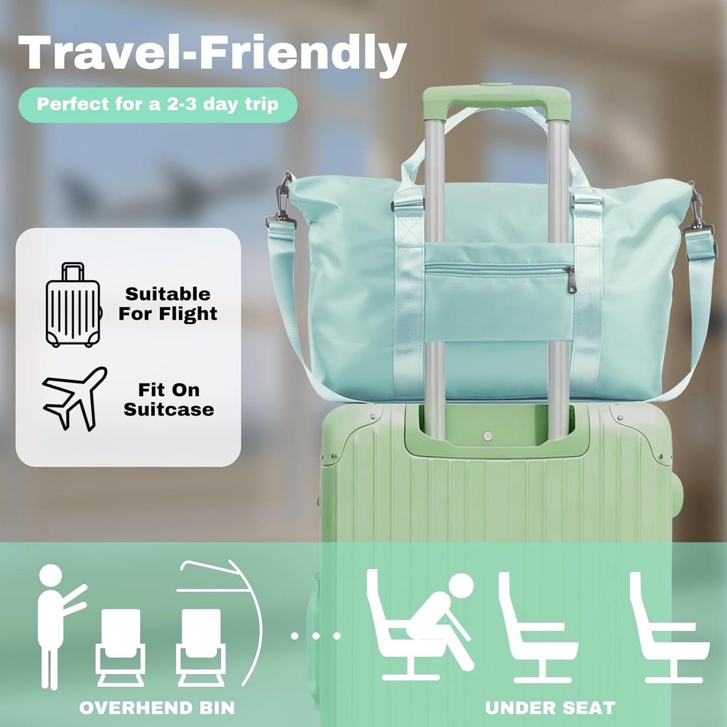 Weekender Duffel Bags for Women， Travel Totes Bag for Airplane Essentials, Overnight Bags for Women with Trolley Sleeve, Large Carry On Hospital Bag for Labor and Delivery, Sport, Gym