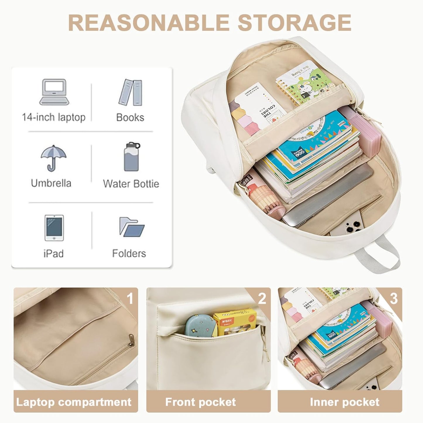 LEDAOU School Backpack Teen Girls Lightweight Bookbag Elementary Middle School Backpacks College Laptop Bag Travel Daypack