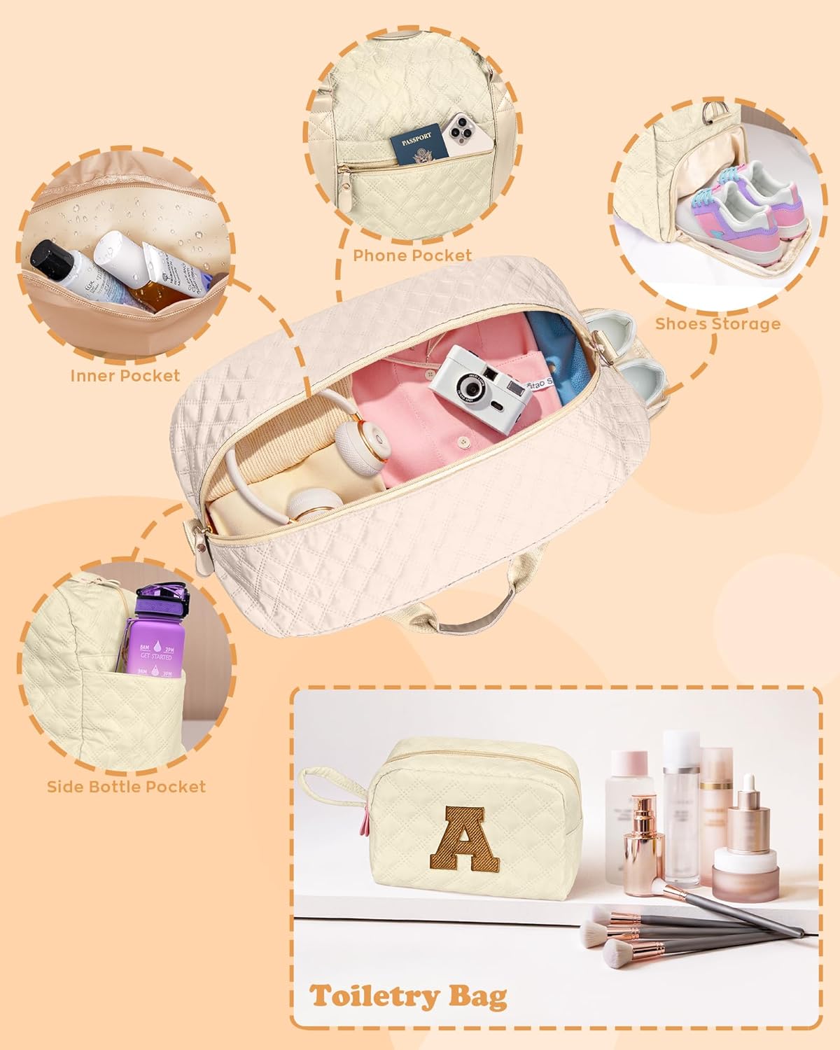 Kids Travel Duffel Bag, Personalized Weekender Bag with Shoes Compartment, Mothers Day Gifts, Girls Gifts for Kids Friends