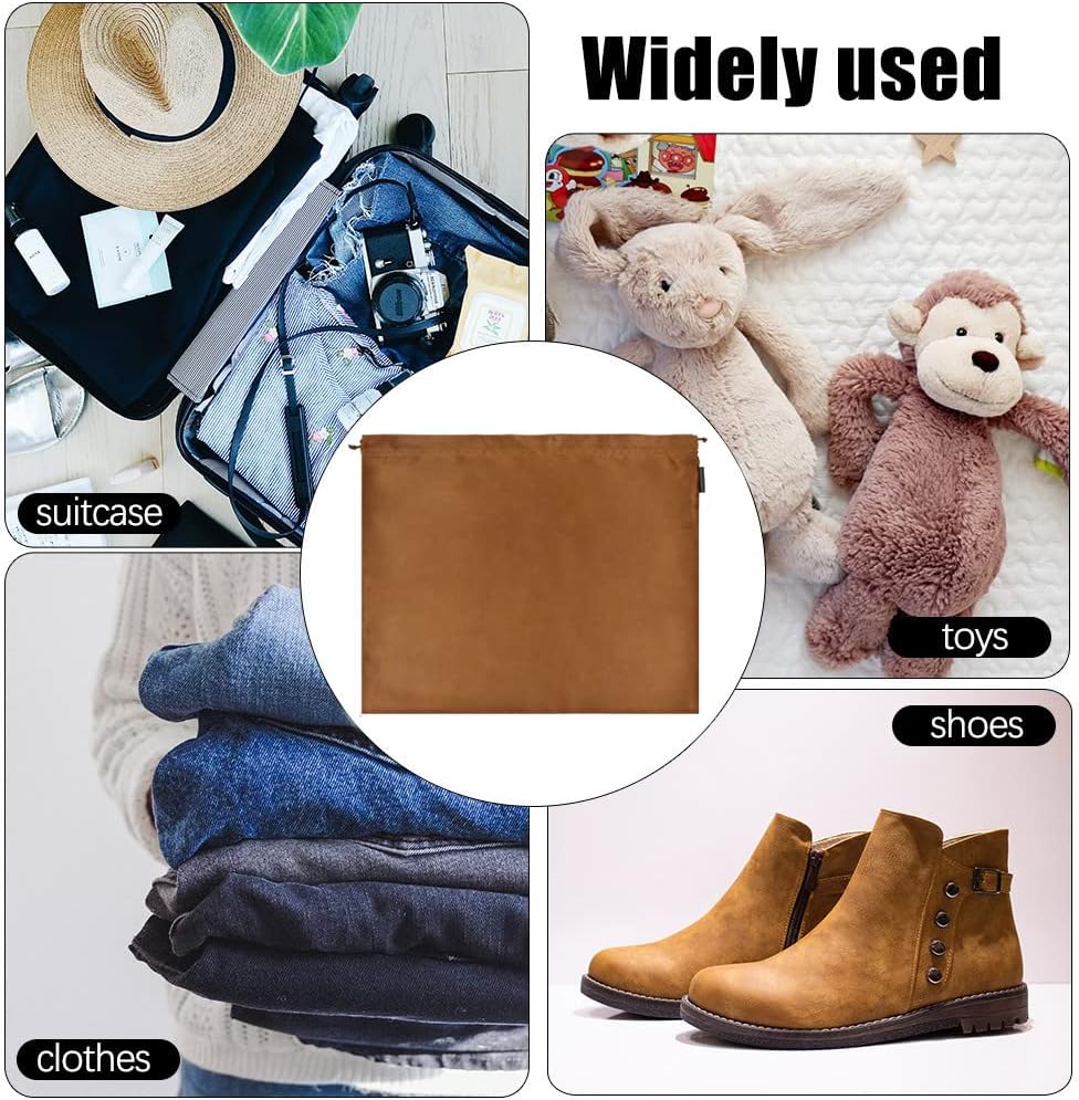 6 Pack Dust Bags for Handbags Silk Dust Cover Bag for Handbags Purses Shoes Boots, Silk Dustproof Drawstring Bag Travel Storage Pouch (Brown, 23.6 × 19.6 in)