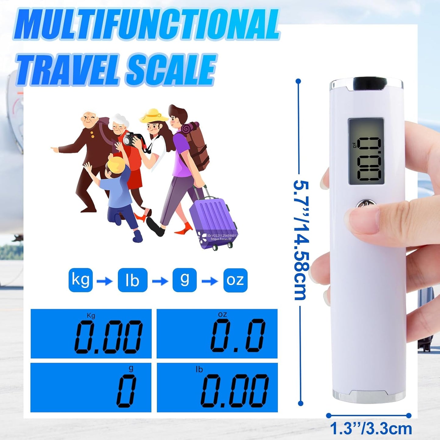 Digital Luggage Scale for Travel Handheld Weight Scale for Luggage with Tare Function 110lbs Travel Luggage Weight Portable Suitcase Weighing Scale Back-lit LCD Display Gifts for Travelers (Strap)