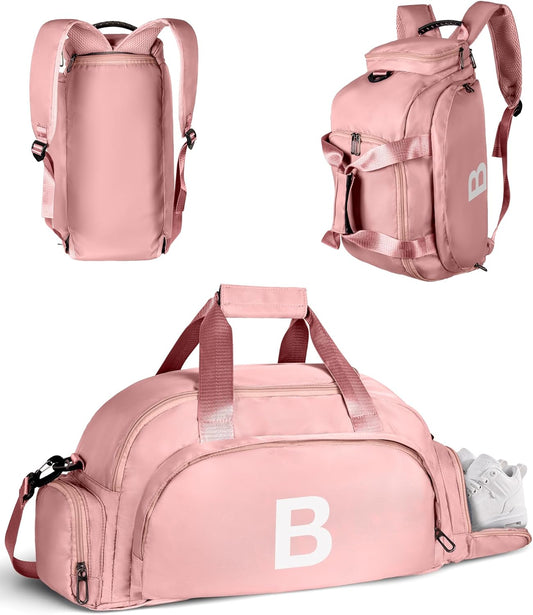 Birthday Gifts for Granddaughter Daughter Sister, Initial Gym Bags with Shoe Compartment, Dance Bag for Girls, Monogram Kid Overnight Bags, Tween Girl Gifts Trendy Stuff (Letter B)