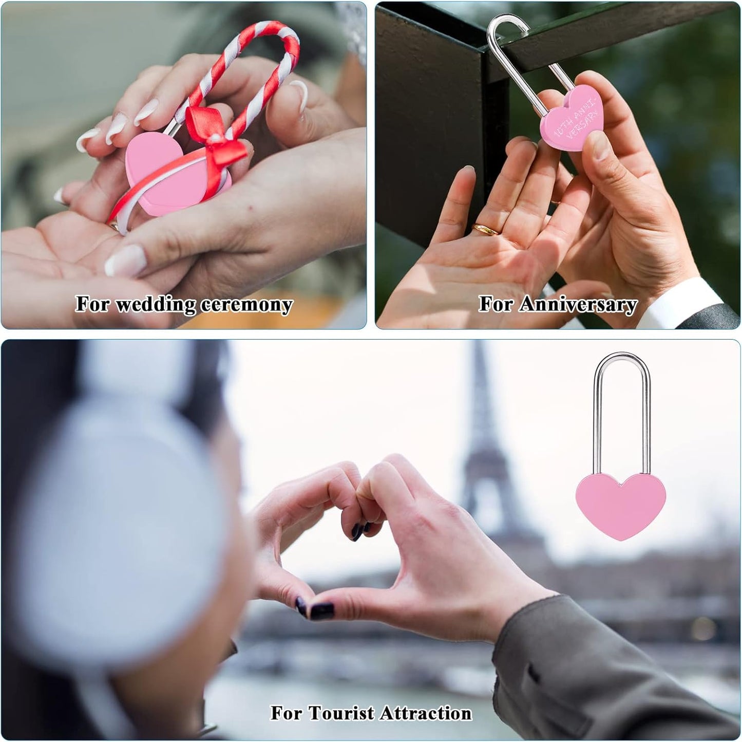100PCS 3.5" 50mm Love Lock Heart Padlock,Pink Single Heart Wish Lock for Lovers Wedding,Valentines,Anniversary,Travel(NO Key)