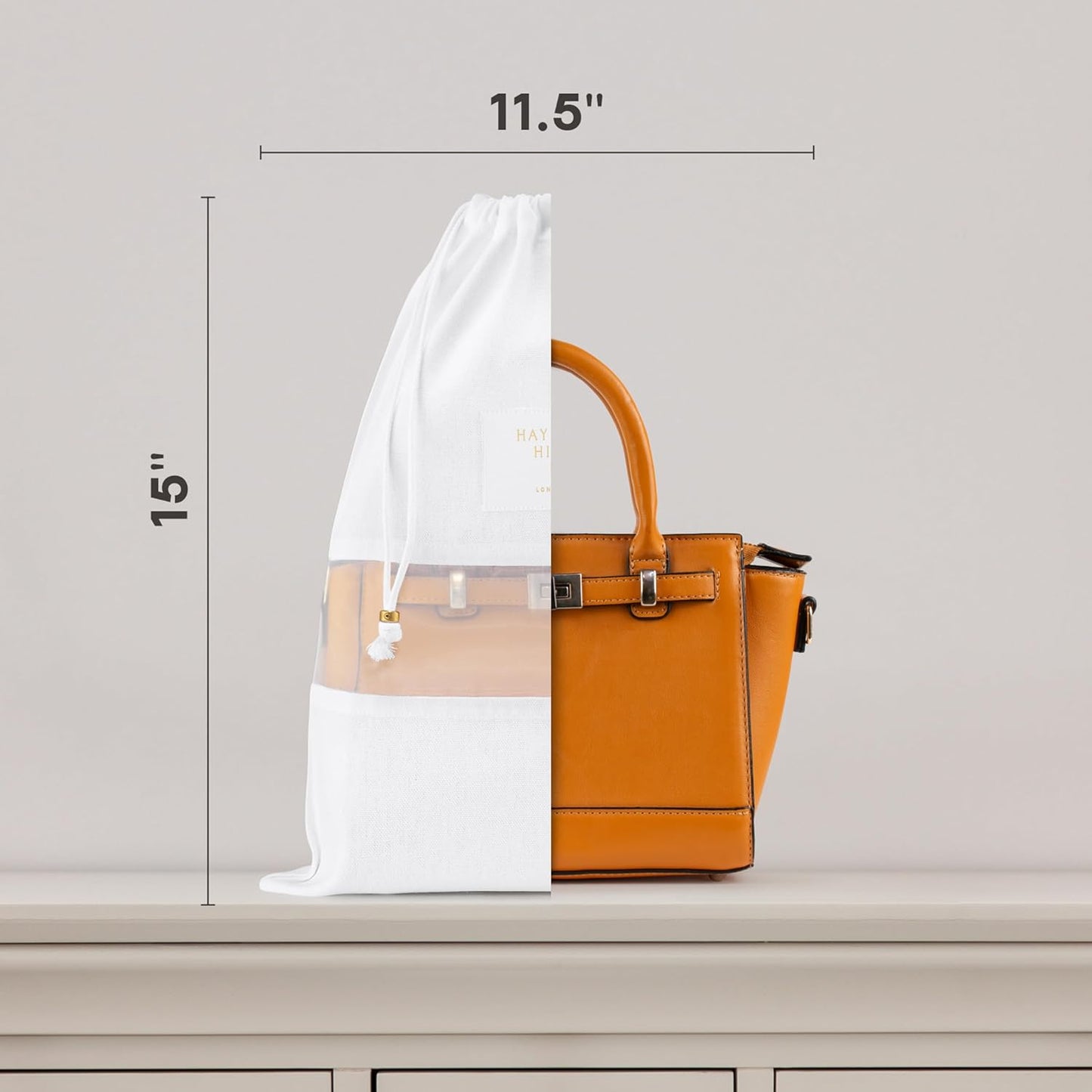 Hayden Hill Luxury Organice Cotton Dust Bags For Handbags - 6 Pack (Small-Med) - Handbag, Purse and Shoe Storage - Certified Carbon Neutral