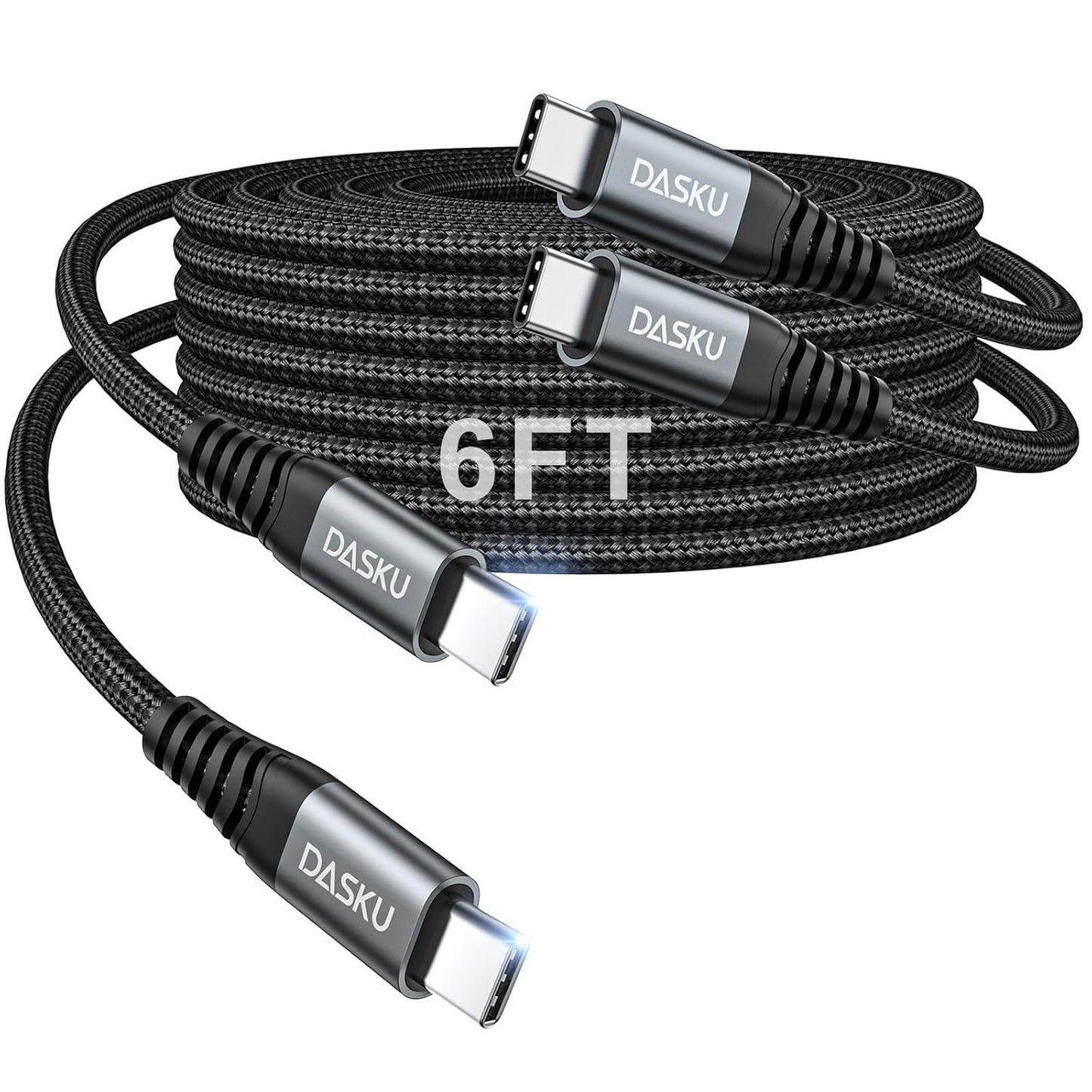 100W USB C to USB C Cable [2 Pack 6FT], USBC Fast Charging Cable for iPhone 17 Air/iPhone 17/iPhone 17 Pro/iPhone 17 Pro Max, iPhone 16/15 Series, Samsung Galaxy S/Note Series, MacBook, iPad