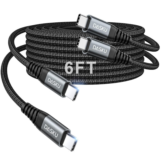 100W USB C to USB C Cable [2 Pack 6FT], USBC Fast Charging Cable for iPhone 17 Air/iPhone 17/iPhone 17 Pro/iPhone 17 Pro Max, iPhone 16/15 Series, Samsung Galaxy S/Note Series, MacBook, iPad