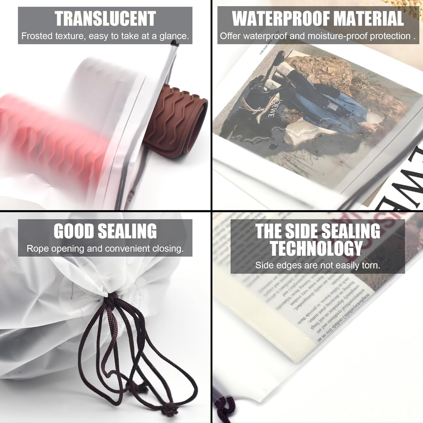 Hoewina Transparent Shoe Bags for Travel with Rope 8PCS Large Clear Shoe Bag Storage 11.8in X 15.7in Portable Travel Shoe Bags for Men and Women