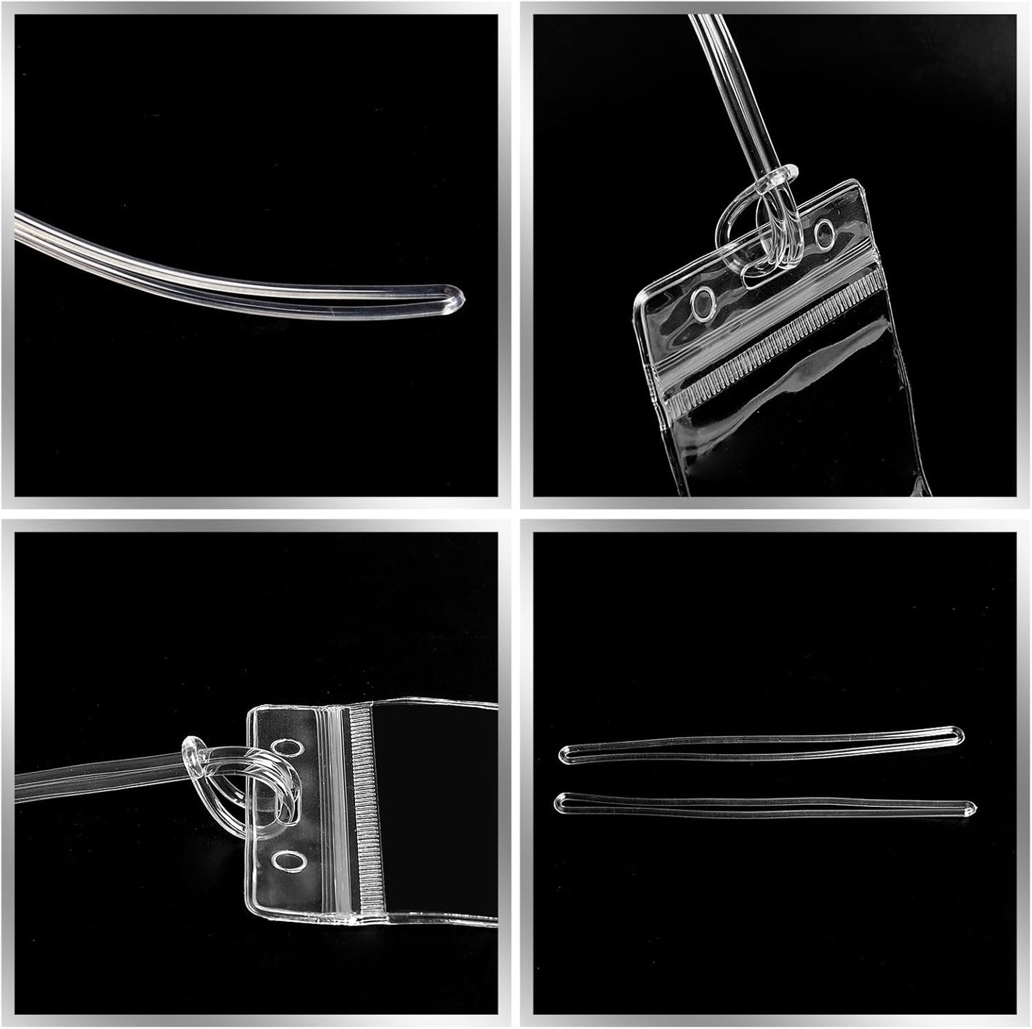 120 Pcs Clear Plastic Luggage Straps 6 Inch Clear Worm Loops Luggage Tag Straps Name Tag Loop for Bag Tags,Identification Cards ID