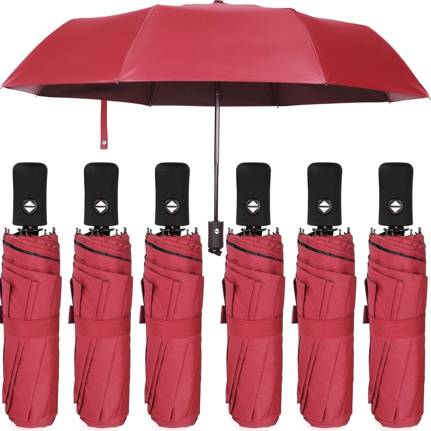 Jexine 6 Pcs Travel Compact Umbrella Automatic Open Close Windproof Small Light Backpack Purse Car Portable Collapsible Umbrella for Rain, Men Women