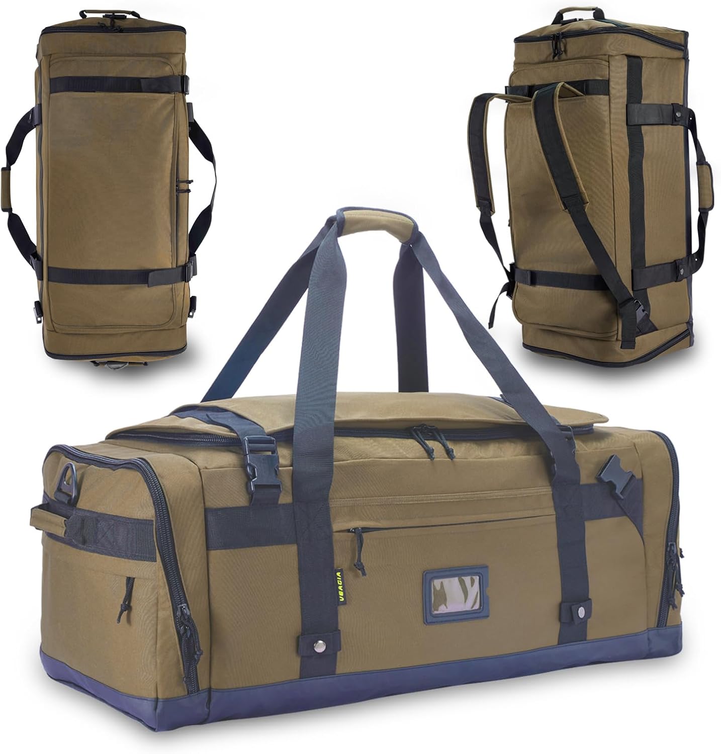 Large Duffle Bag for Travel - Men & Women, Foldable Gym Duffle Backpack, Heavy Duty Tactical Military Canvas Duffel Bags, Extra Big Carry On with Shoe Pockets, Waterproof (80L/103L)