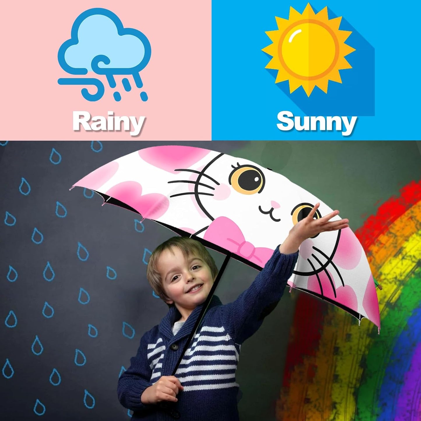 Small Travel Folding Umbrella for Girl, Portable, UV, SunShade, Compact, Automatic, Rain & Wind