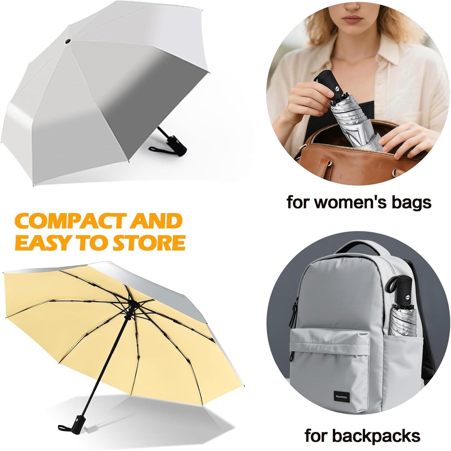42/46/50inch Compact Umbrella Travel Size Umbrellas for Rain Waterproof And Wind Resistant Auto Open Close UPF 50+ UV Umbrella Sun Umbrellas UV Protection