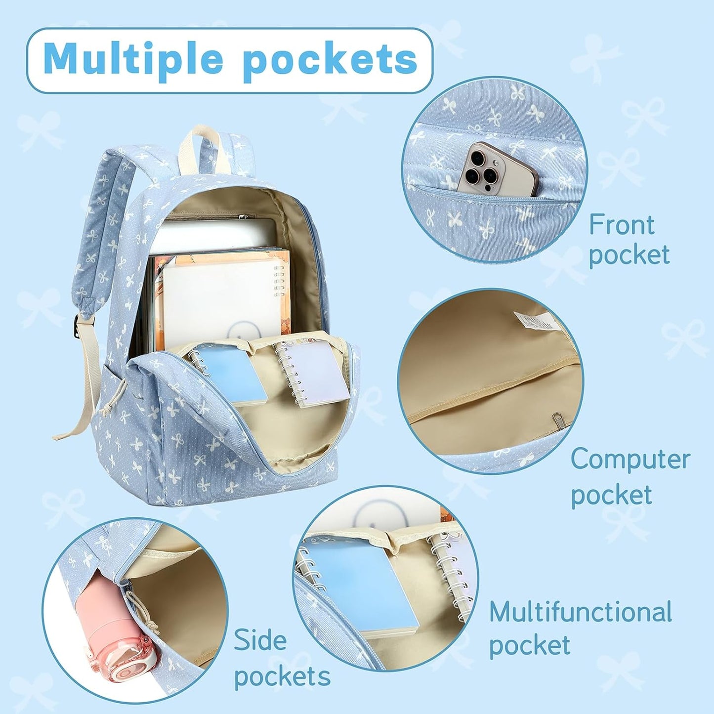 LEDAOU School Backpack Teen Girls Lightweight Bookbag Elementary Middle School Backpacks College Laptop Bag Travel Daypack