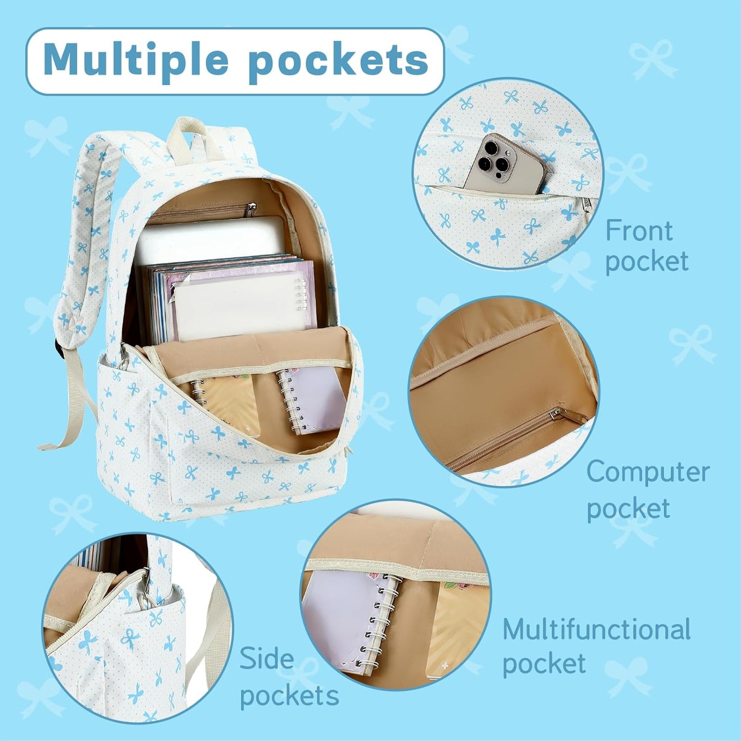 LEDAOU School Backpack Teen Girls Lightweight Bookbag Elementary Middle School Backpacks College Laptop Bag Travel Daypack