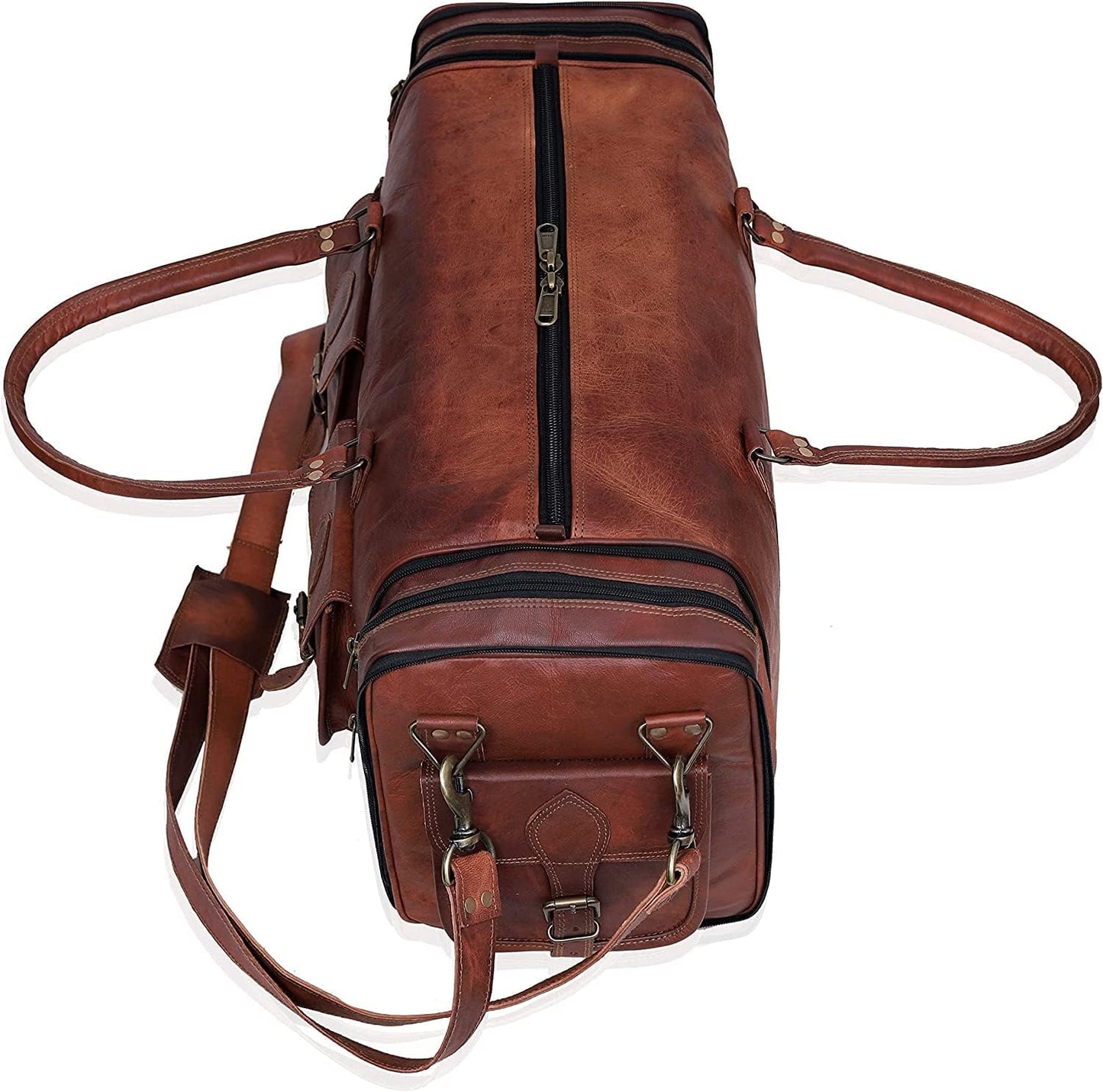 Handmade Vintage Travel Luggage 30 Inch Duffel Gym Sports Bag Weekender Travel Overnight Carry One Duffel Bag For Men (32 inch large)