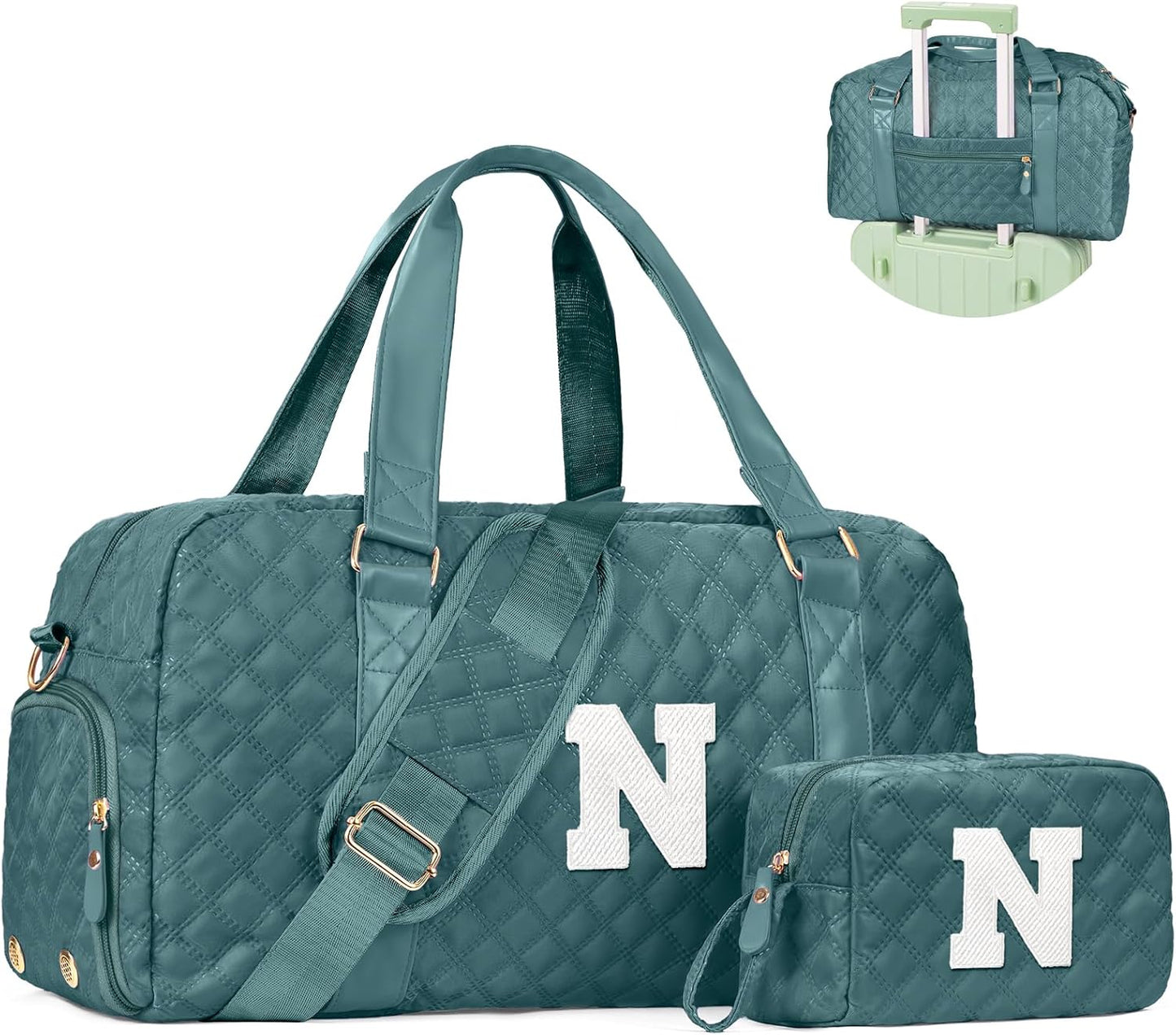 Initial Duffle Bag Women Girls Gift: Personalized Travel Gym bags, Dance Cheer bag Sports for Girl, Kid Gymnastics Bags, Birthday Gifts for Women Girls Kids Teens Mom Teacher