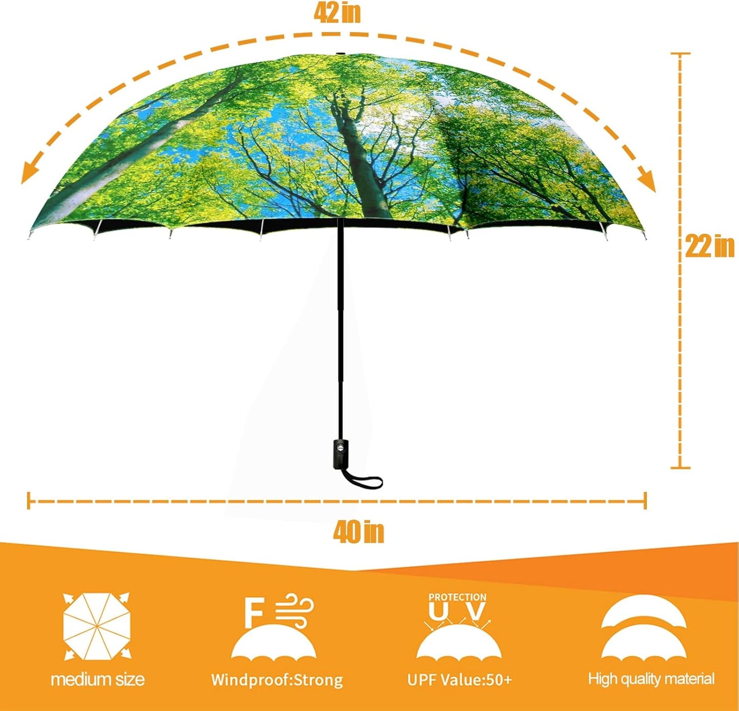 Small Compact Travel Automatic Folding Umbrella for Women, Portable Lightweight, Rain, Wind, UV Sun Shade