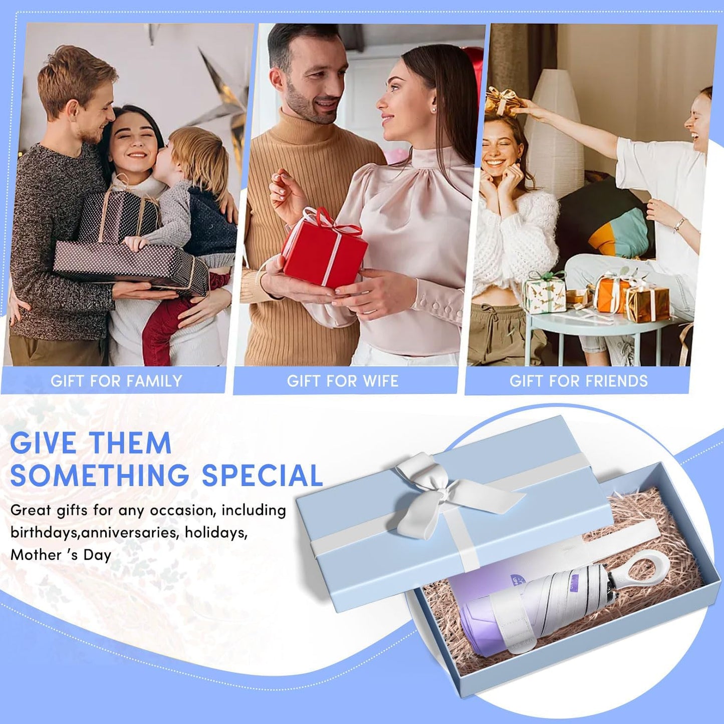 LEAGERA Mini Travel Umbrella UPF 50+ - Folding Portable Compact Umbrella for Purse Lightweight Tiny Trendy UV Protection Umbrellas for Women Girls