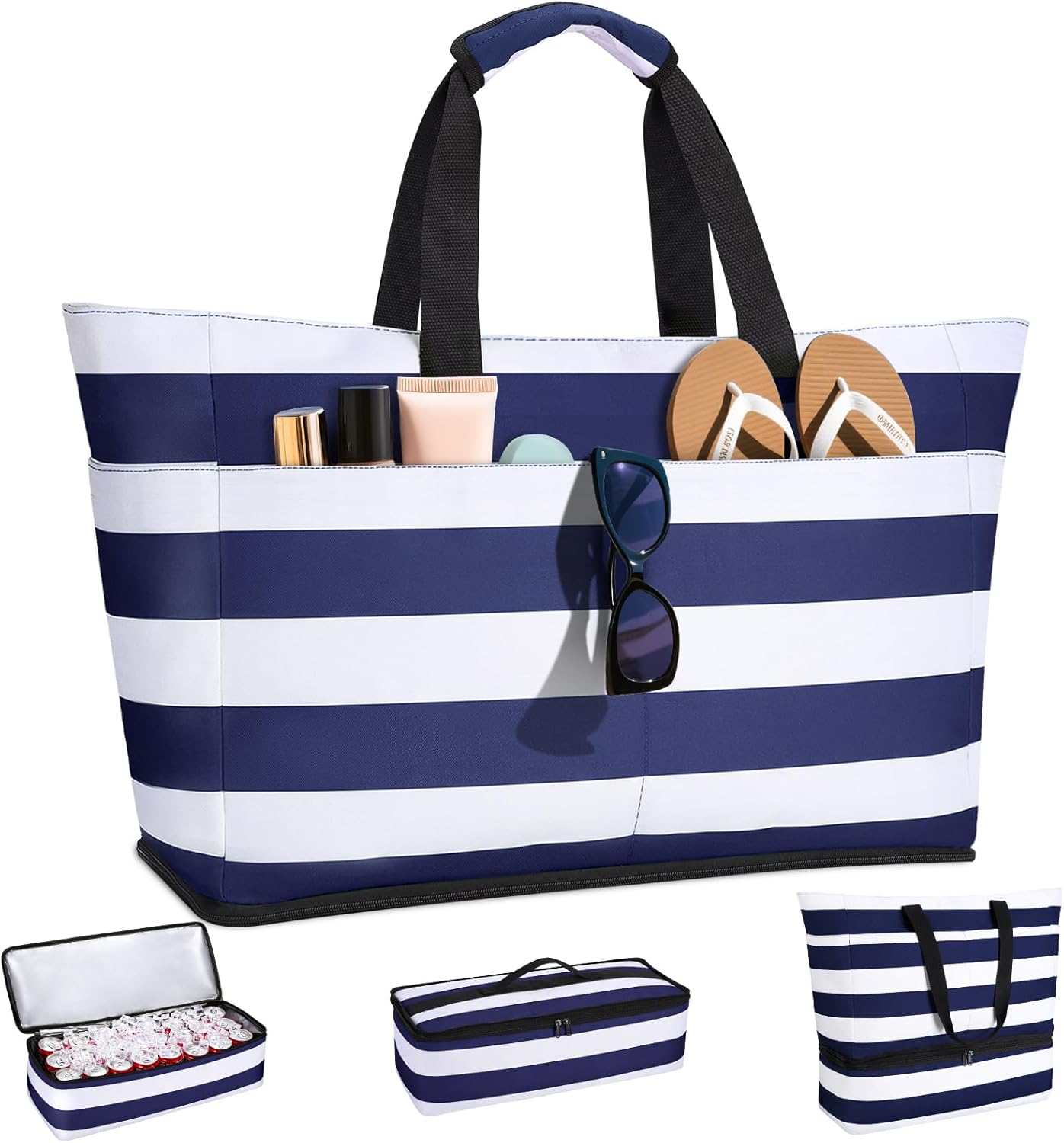 Beach Bag with Cooler, 54L Large Waterproof Sandproof Travel Tote Bag, Duffel Weekender Bag for Packing/Travel/Gym