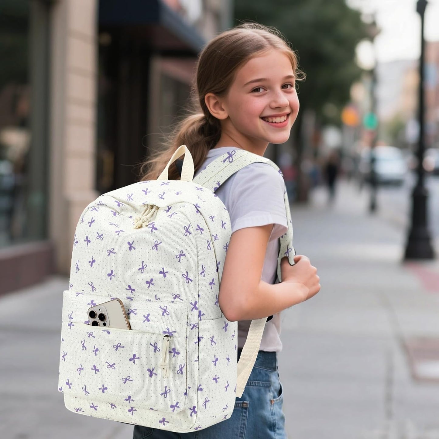 LEDAOU Backpack for Girls School Bag Kids Bookbag Teen Backpack Set Daypack with Lunch Bag and Pencil Case