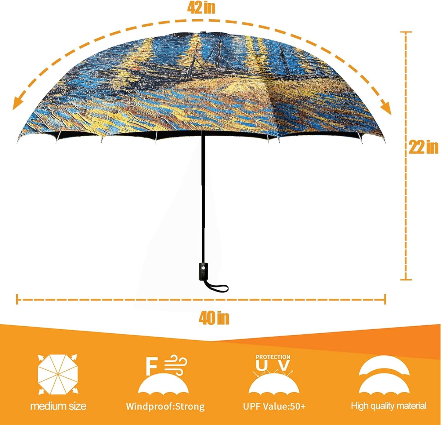 Small Compact Travel Automatic Folding Umbrella for Women, Portable Lightweight, Rain, Wind, UV Sun Shade