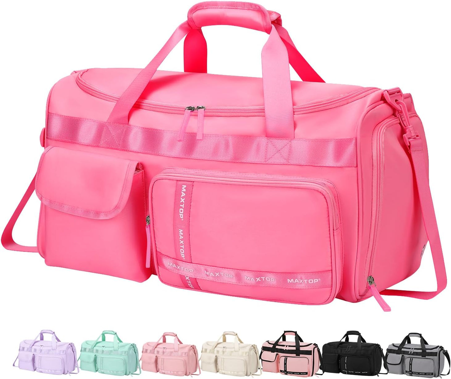 MAXTOP Gym Bag for Women Men Travel Duffle Bag Large Capacity Carry On Weekender Overnight Bag With Shoe Compartment Gym Tote Dry Wet Separation Duffel Bag for Travel