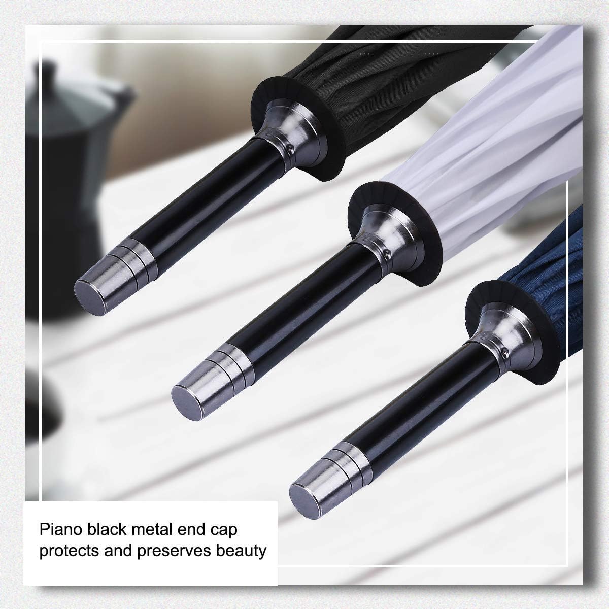 G4Free 52/62inch Wooden J Handle Golf Umbrella Windproof UV Protection Classic Stick Wedding Cane Umbrellas, Auto Open Cane Hook Handle