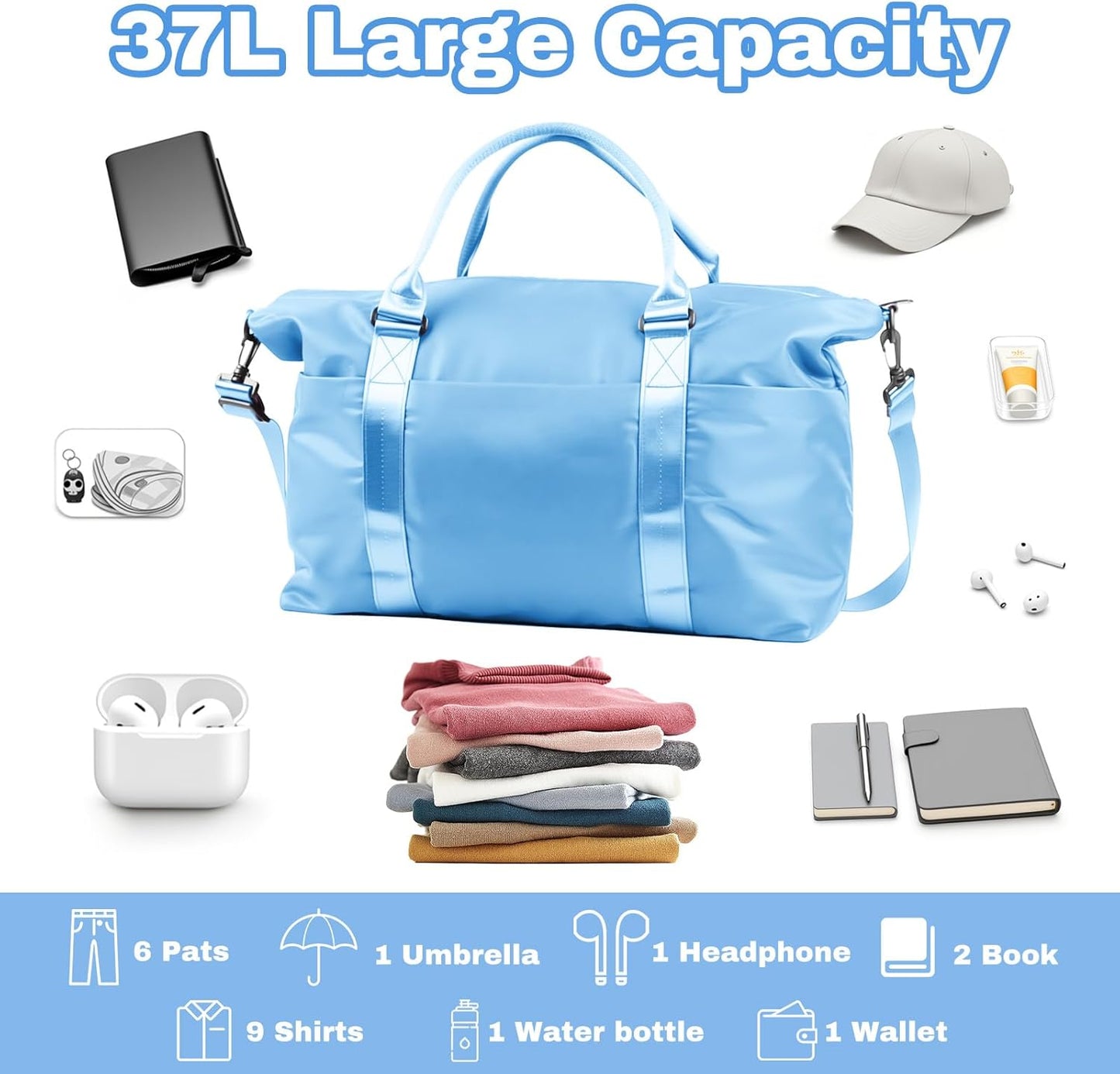 Weekender Duffel Bags for Women， Travel Totes Bag for Airplane Essentials, Overnight Bags for Women with Trolley Sleeve, Large Carry On Hospital Bag for Labor and Delivery, Sport, Gym