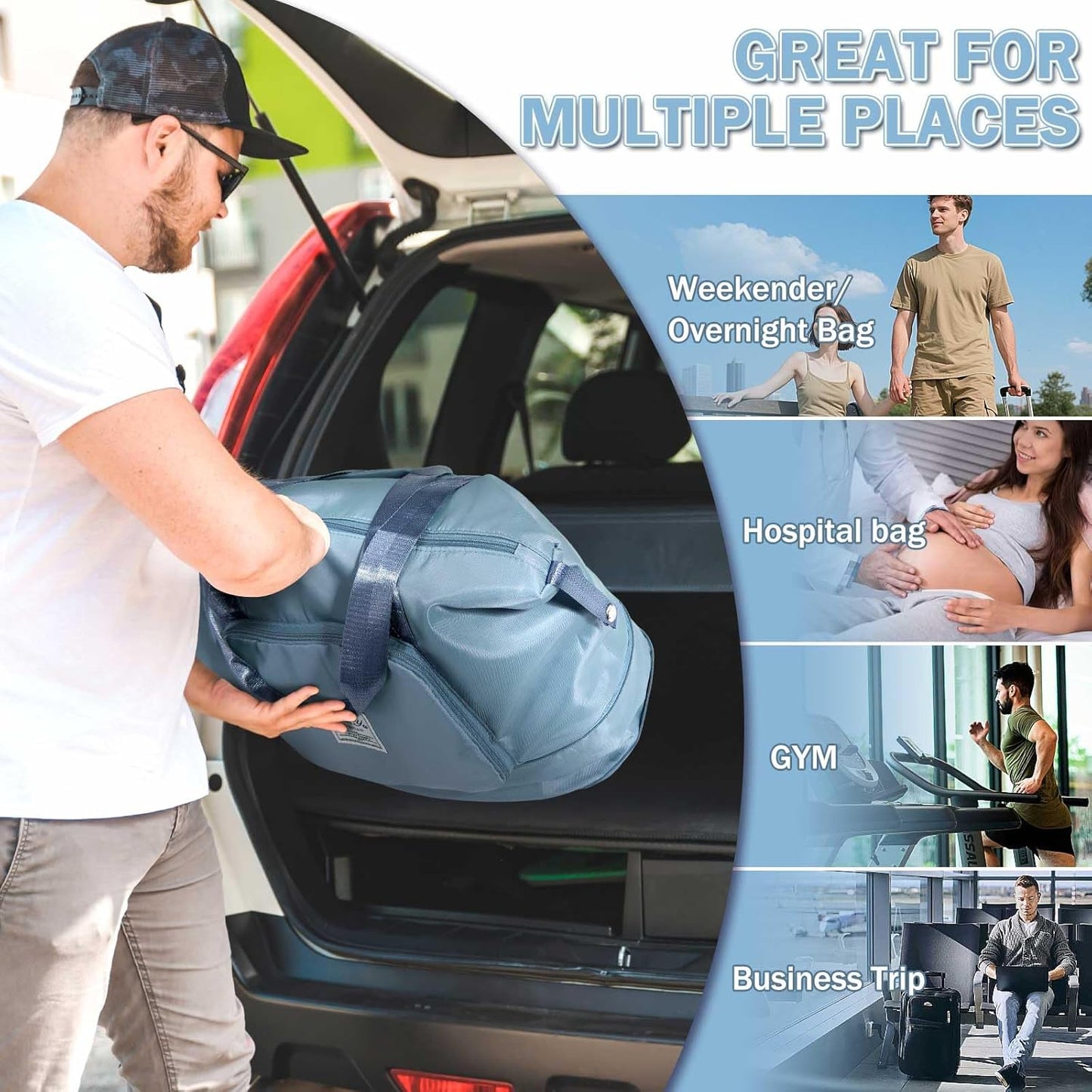 Ranslen Large Capacity Folding Travel Bag,Expansion Travel Duffel Bag with Dry and Wet Separation Portable Travel Duffel Bag