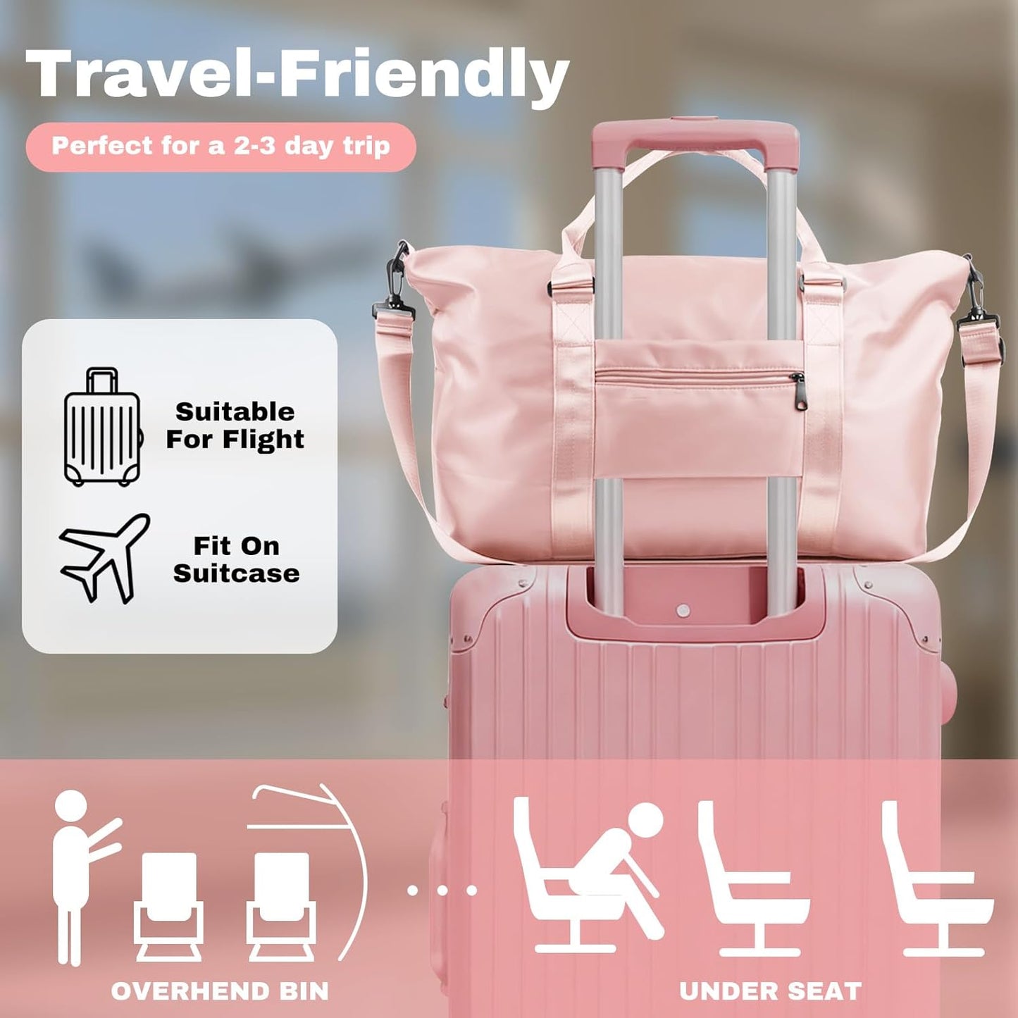 Weekender Duffel Bags for Women， Travel Totes Bag for Airplane Essentials, Overnight Bags for Women with Trolley Sleeve, Large Carry On Hospital Bag for Labor and Delivery, Sport, Gym