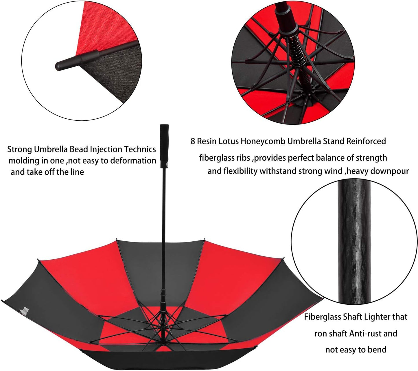 Golf Umbrella Large 58/62/68 Inch Automatic Open Golf Umbrella Extra Large Oversize Double Canopy Vented Umbrella Windproof Waterproof for Men and Women