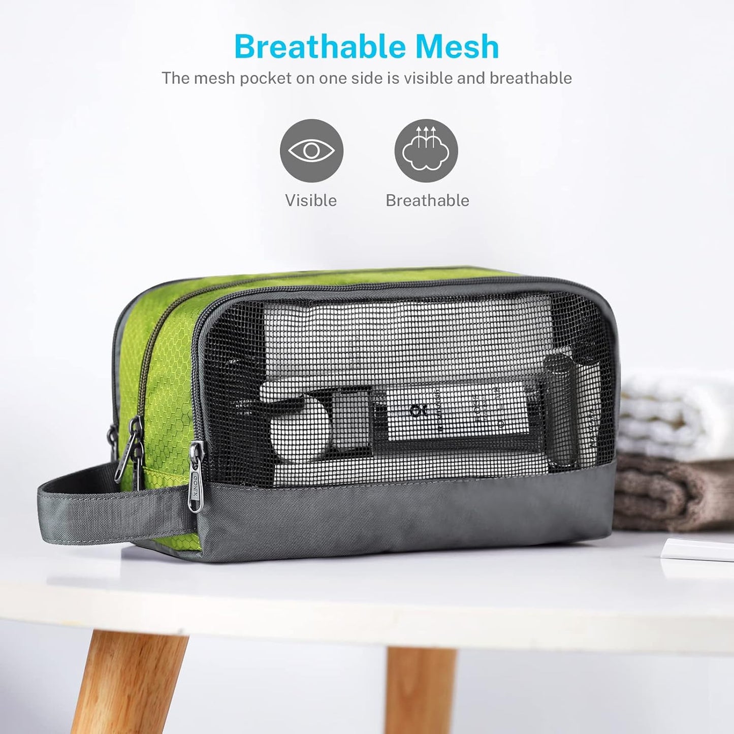 Gonex Travel Toiletry Bag Nylon, Shaving Bag Toiletry Organizer Green