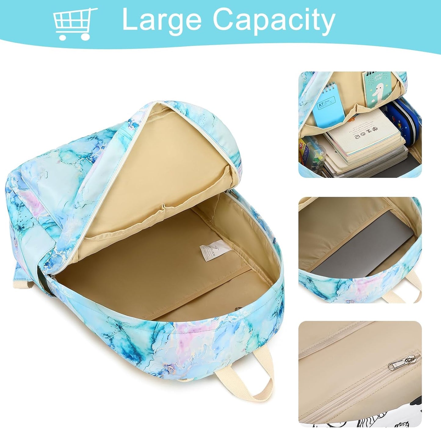 LEDAOU School Backpack Teen Girls Lightweight Bookbag Elementary Middle School Backpacks College Laptop Bag Travel Daypack