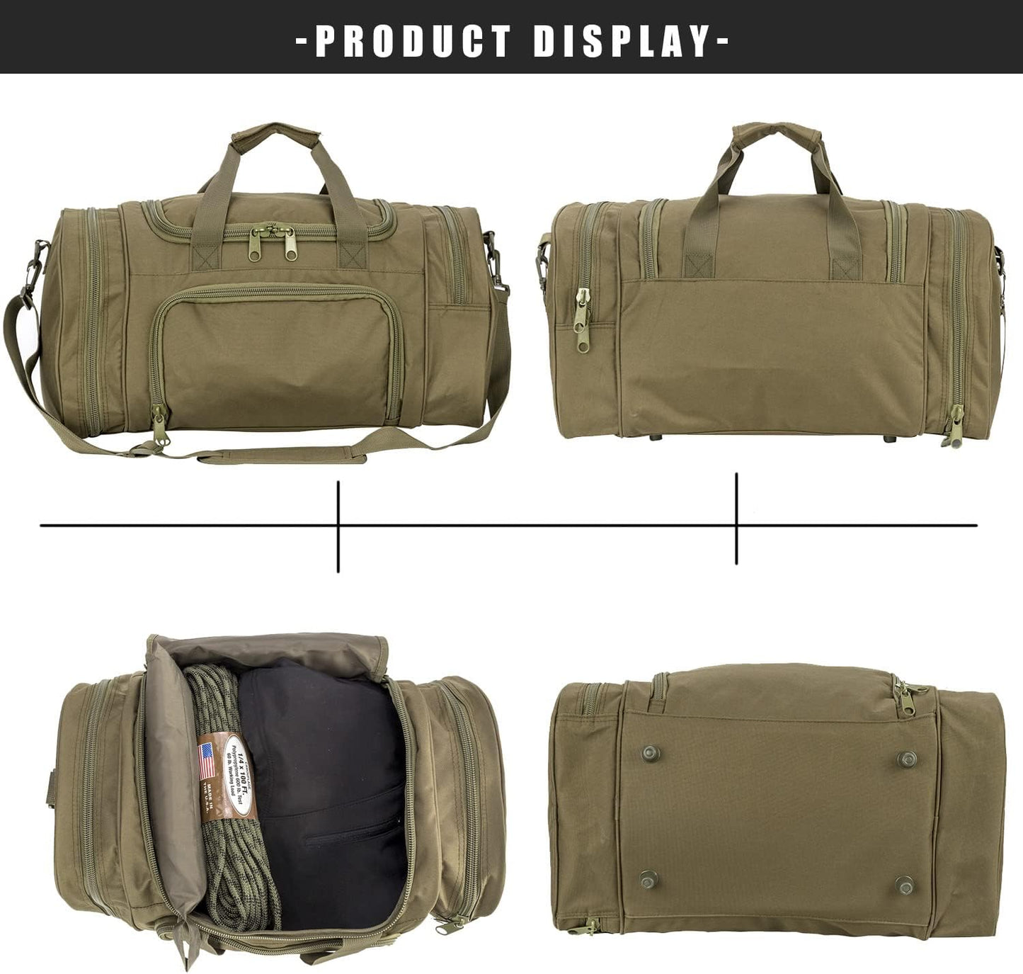 Gym Bag Duffle Bags for Men Women with Shoes Compartment Sport Weekend Travel Overnight Carry On Bag for Tactical Military Travel Work Out Bags (Green)