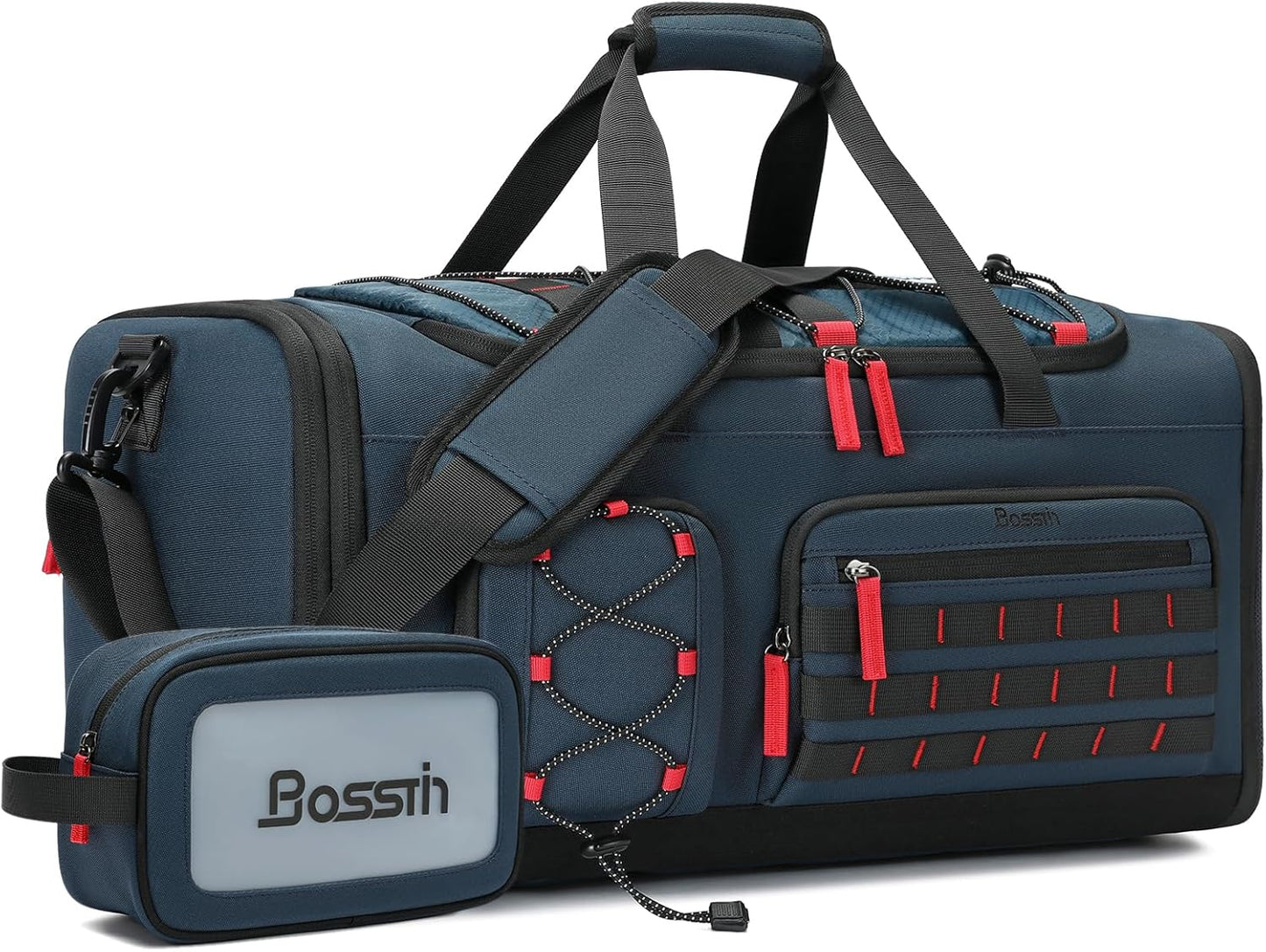 Bosstin Gym Bag for Men & Women,45L Travel Duffle Sports Duffel Bag Gym Weekender Overnight Backpack with Shoe Compartment (Blue)