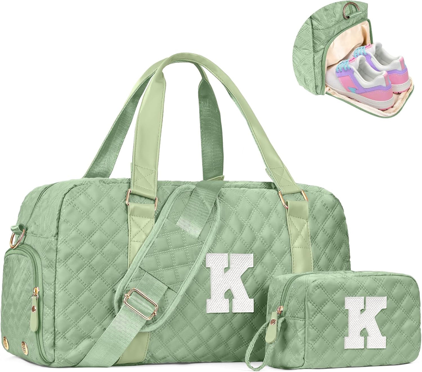 Gifts for Women Initial Duffle Bag for Travel: Personalized Weekender bags, Dance Cheer bag Sports for Girl, Kid Gymnastics Bags, Birthday Gifts for Women Girls Kids Teens Mom Teacher