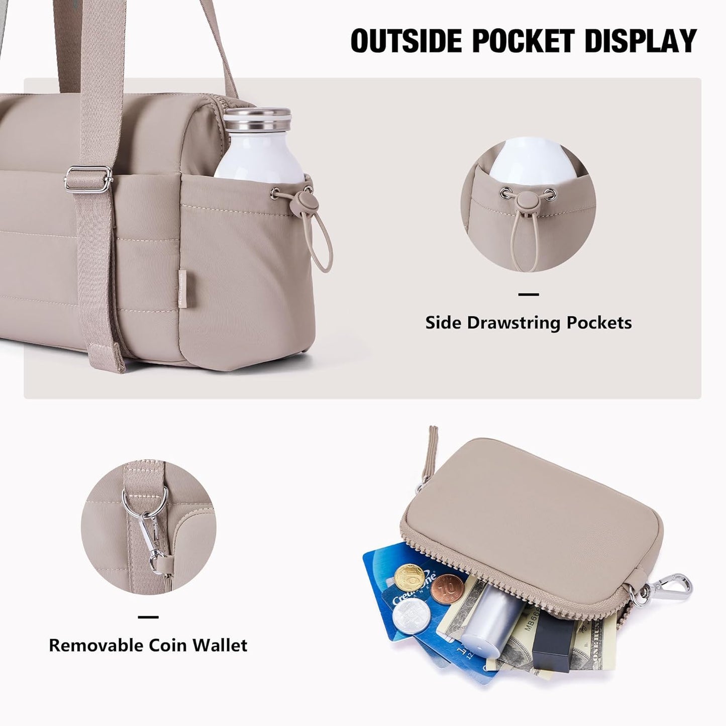 ROULENS Small Gym Bag for Women 2 Set Mini Gym Duffle Bag with Wet Compartment and Coin Wallet, Gym Tote Bag for Workout/Sport/Travel