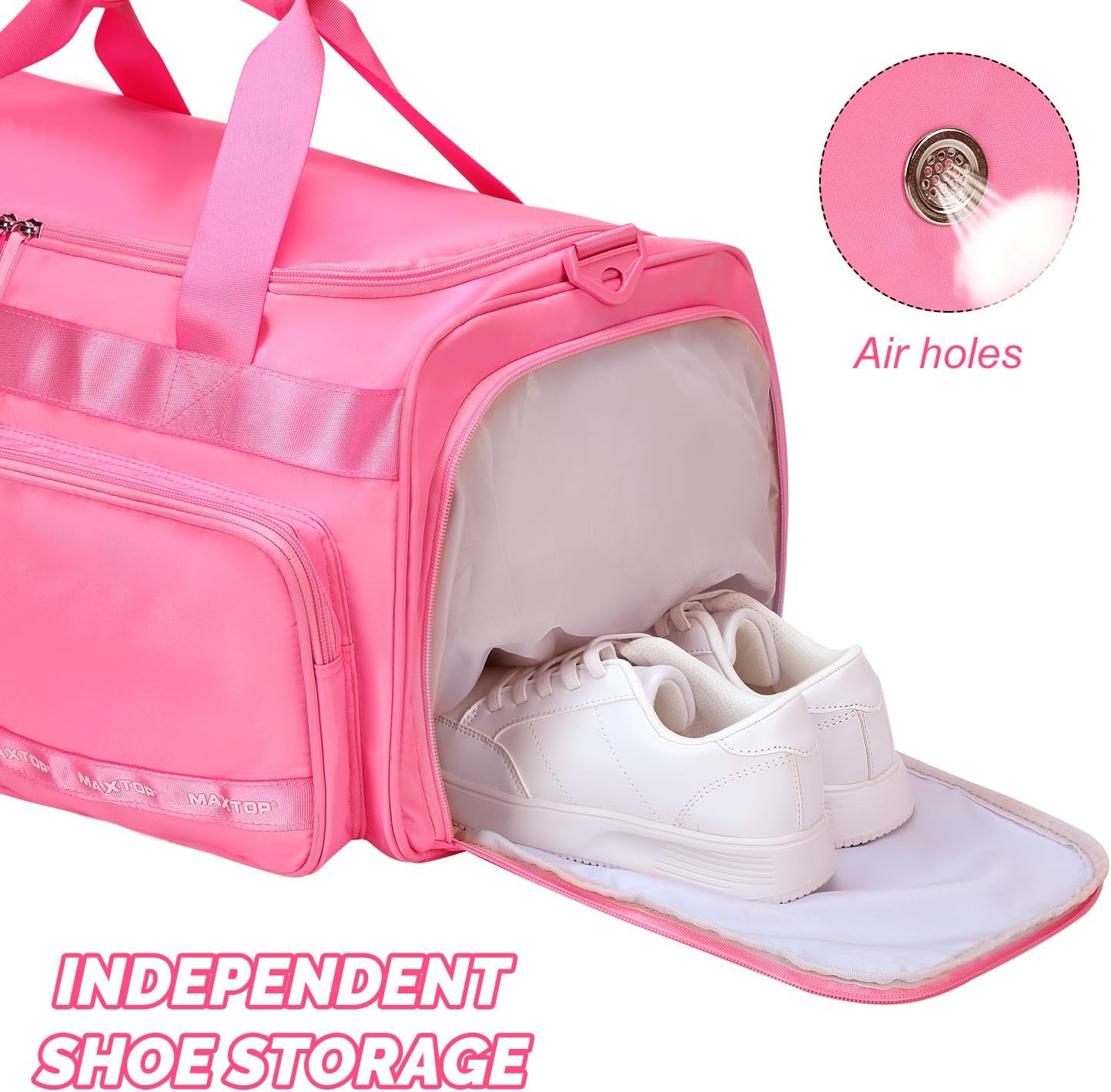 MAXTOP Gym Bag for Women Men Travel Duffle Bag Large Capacity Carry On Weekender Overnight Bag With Shoe Compartment Gym Tote Dry Wet Separation Duffel Bag for Travel