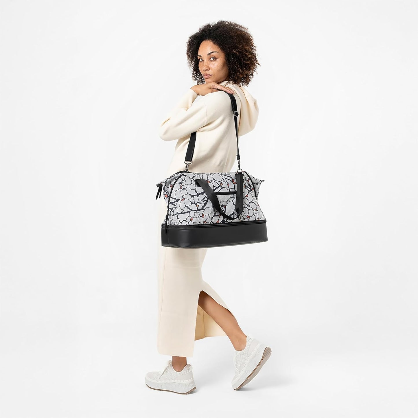 Sherpani Boston, Anti-Theft Weekender Bags,Travel Duffel Bag for Women, Carry On Tote Bag with Removable Shoe Bottom Compartment, Metal Hardware