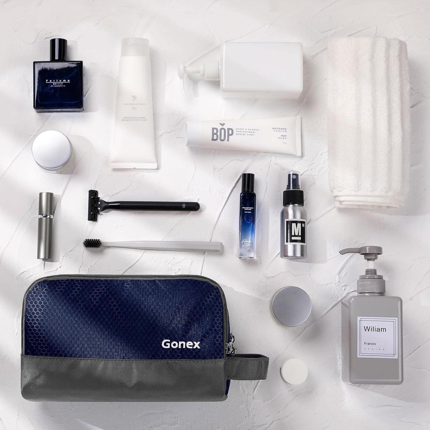 Gonex Travel Toiletry Bag Nylon, Shaving Bag Toiletry Organizer Deep Blue