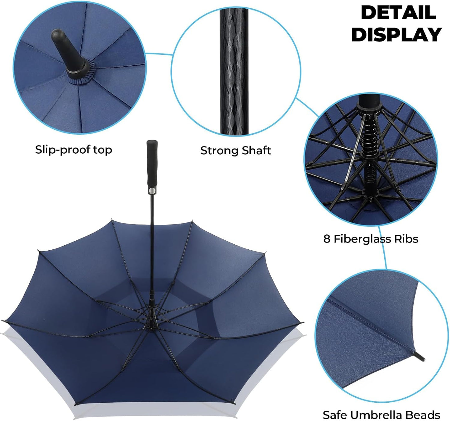 Automatic Open Golf Umbrella, 54/62/68/72 inch Extra Large Oversize Double Canopy Vented Stick Umbrellas, Windproof Waterproof Umbrella for Men And Women