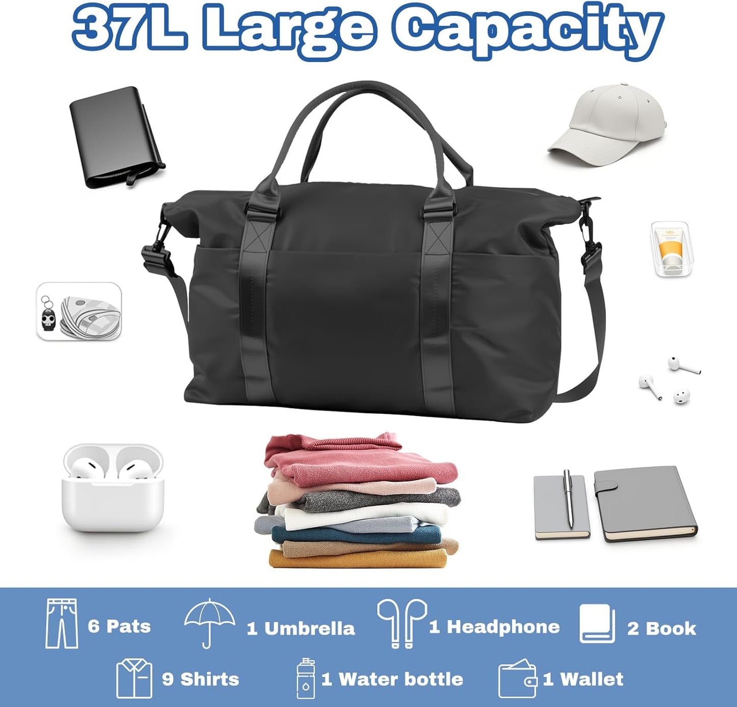 Weekender Duffel Bags for Women， Travel Totes Bag for Airplane Essentials, Overnight Bags for Women with Trolley Sleeve, Large Carry On Hospital Bag for Labor and Delivery, Sport, Gym