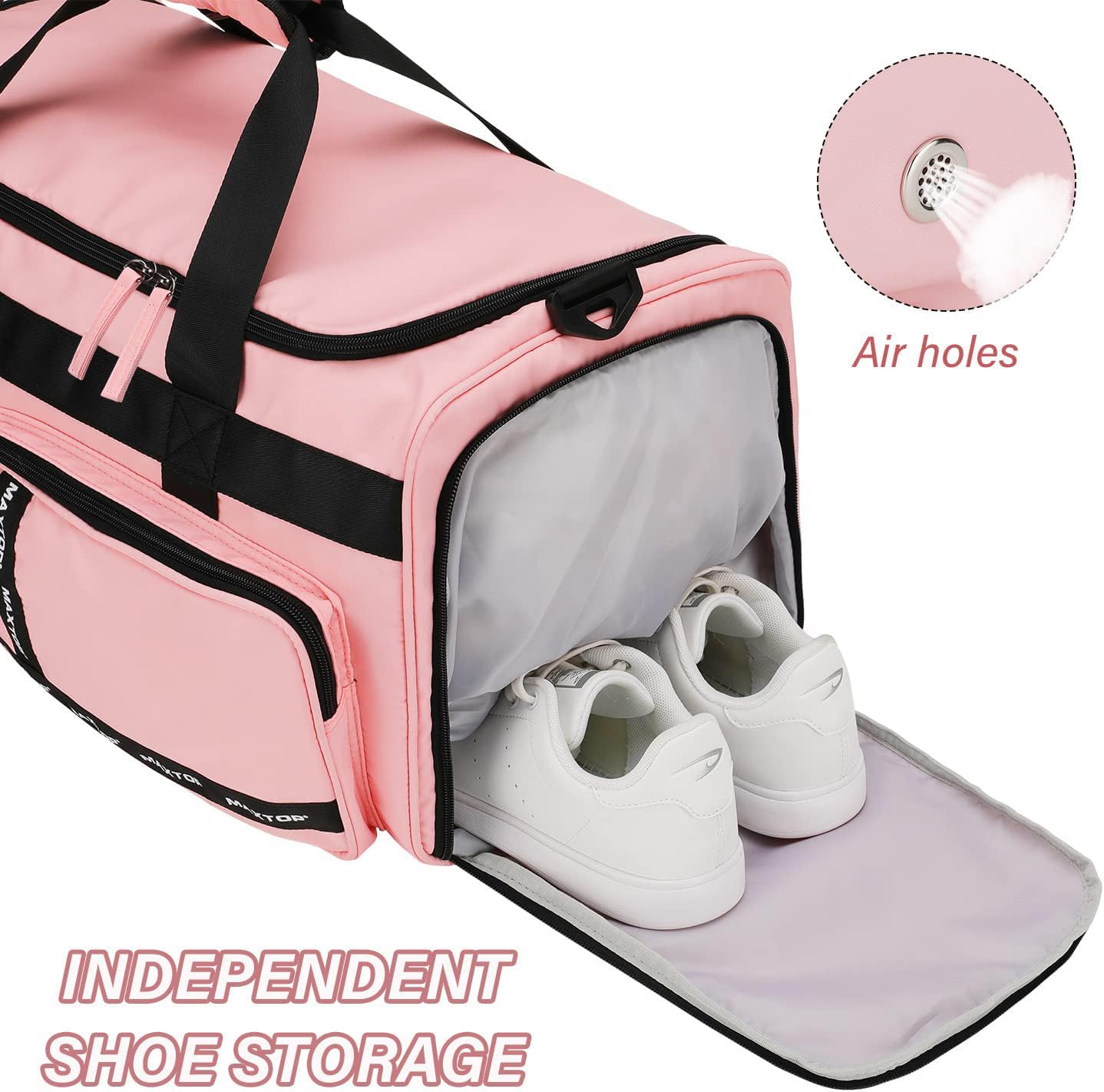 MAXTOP Gym Bag for Women Men Travel Duffle Bag Large Capacity Carry On Weekender Overnight Bag With Shoe Compartment Gym Tote Dry Wet Separation Duffel Bag for Travel