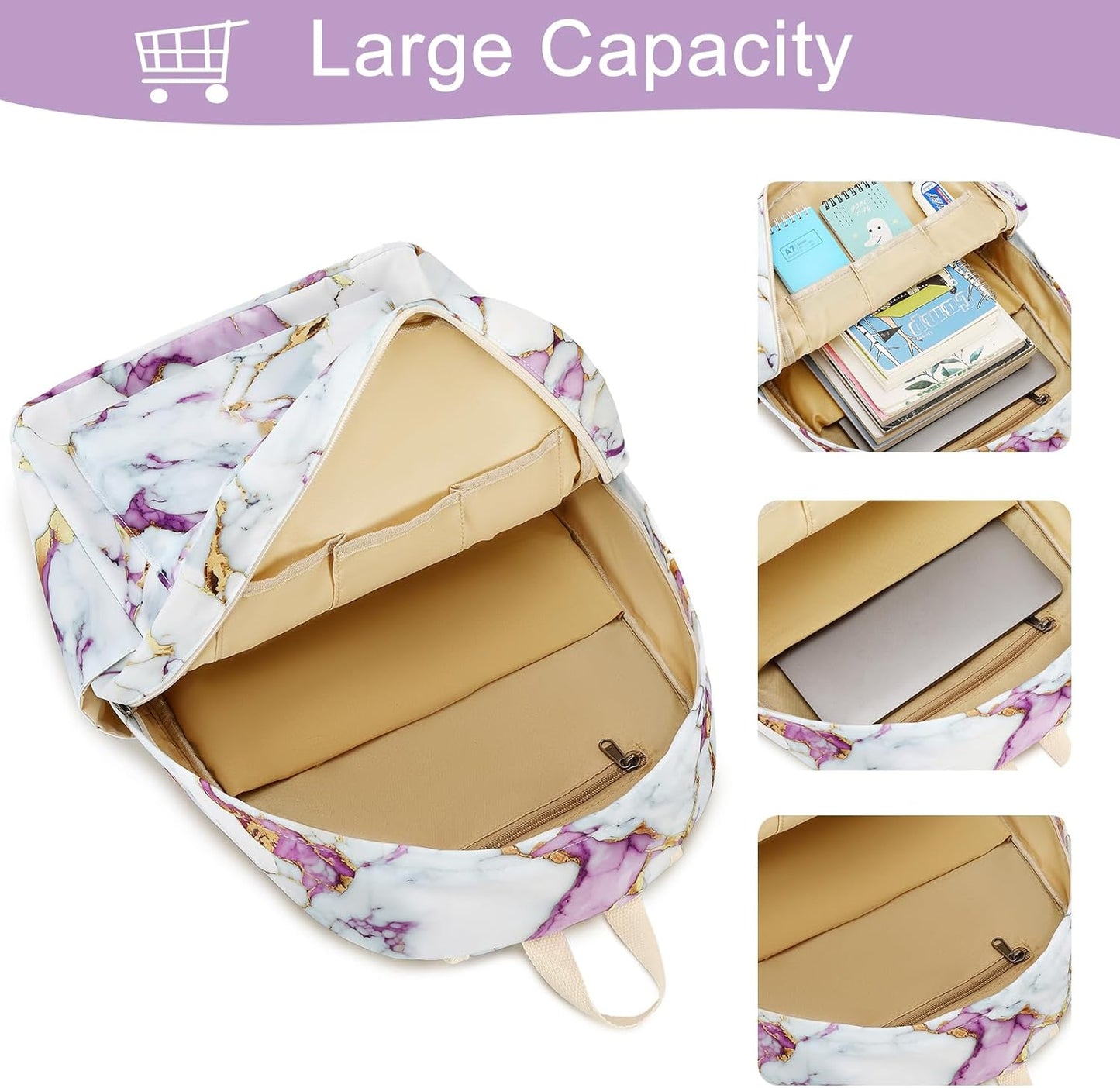 LEDAOU Backpack for Girls School Bag Kids Bookbag Teen Backpack Set Daypack with Lunch Bag and Pencil Case