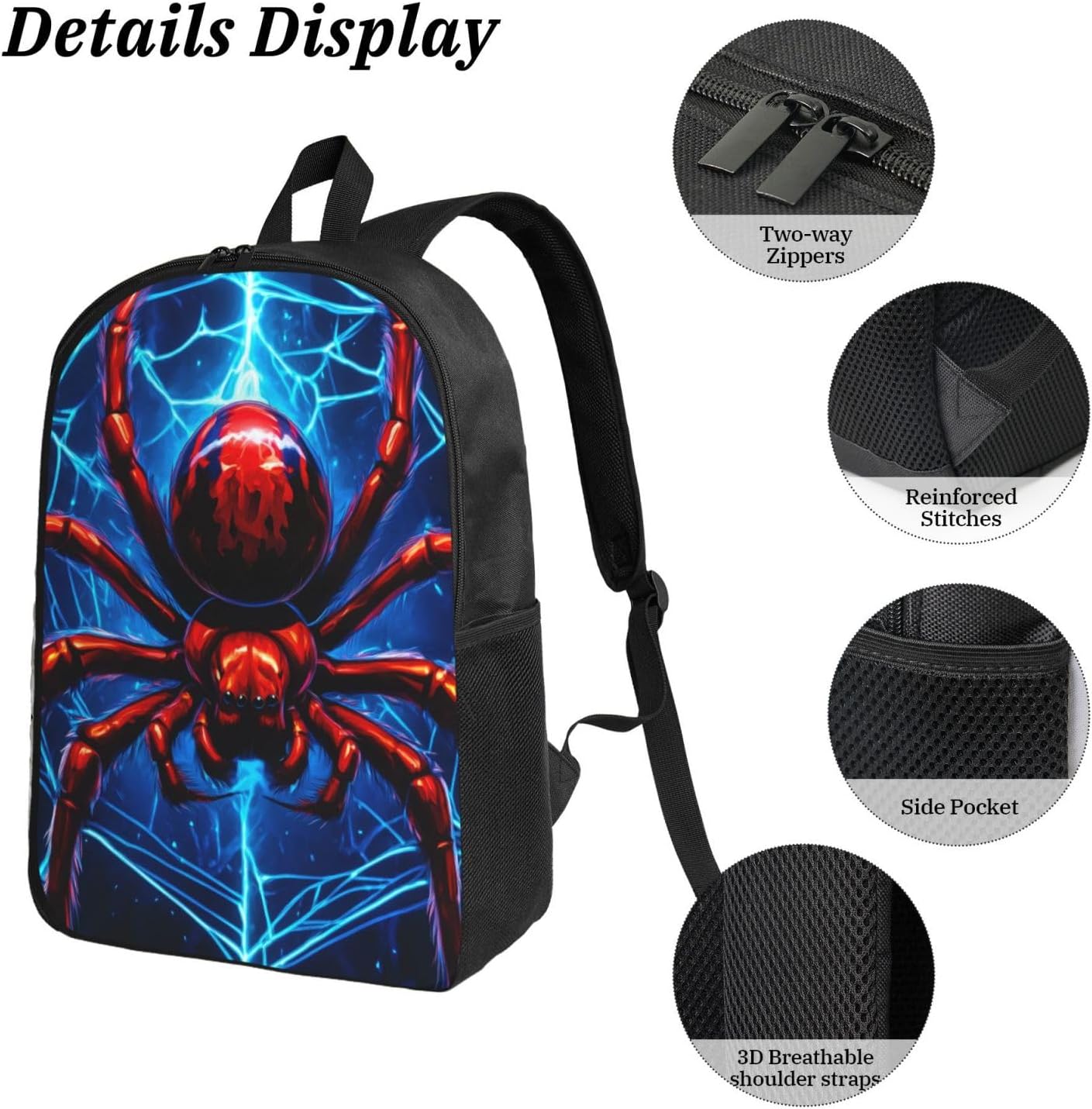 Halloween Kids School Backpack Set with Lunch Bag & Pencil Case 17 Inch Large Capacity School Bag Bookbag for Boys Girls