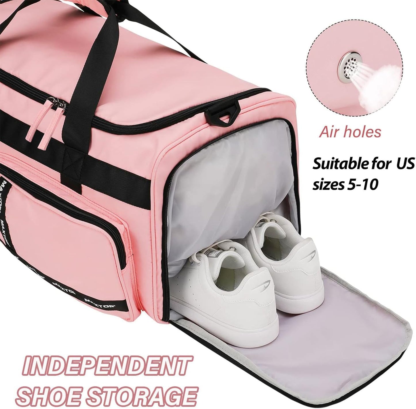 MAXTOP Gym Bag for Women Men Travel Duffle Bag Large Capacity Carry On Weekender Overnight Bag With Shoe Compartment Gym Tote Dry Wet Separation Duffel Bag for Travel