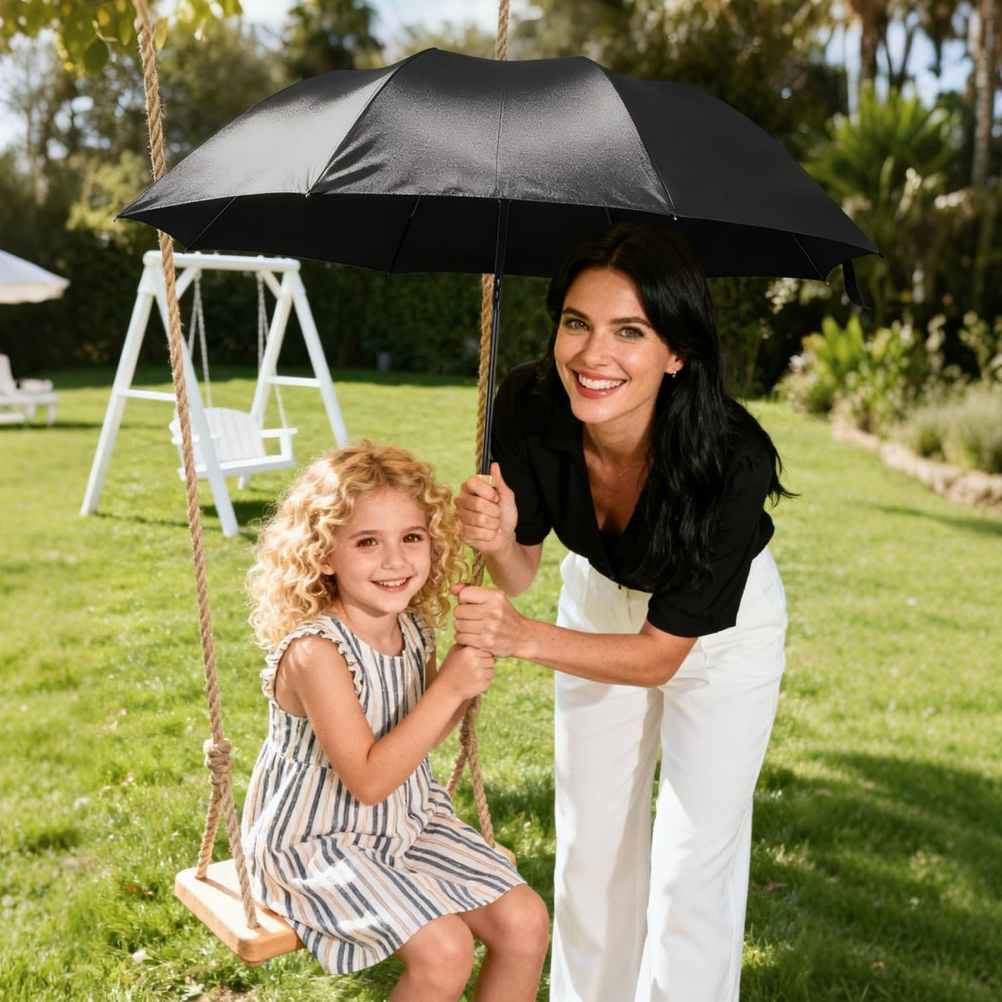 LEAGERA Cute Duck Head Umbrella - Auto Open & Manual Close Easy Folding Portable Lightweight Umbrella for Rain Wood Handle Duck Gifts