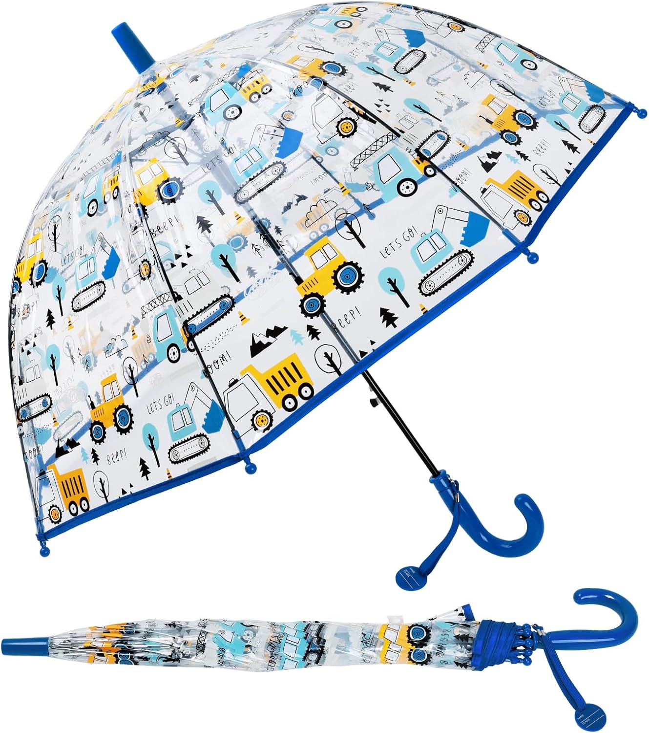 Kids Umbrella Clear Bubble Umbrellas for Rain,Transparent Dome Safety Windproof Umbrella with Easy-Grip Hook Handle for Toddler Girls and Boys